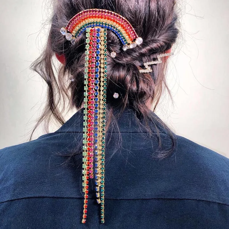 Stonefans Luxury Rainbow Colored Rhinestone Hair Clip Comb for Women Tassel Charming Wedding Crystal Hair Chain Bridal Jewelry
Stonefans Luxury Rainbow Colored Rhinestone Hair Clip Comb for Women Tassel Charming Wedding Crystal Hair Chain Bridal Jewelry