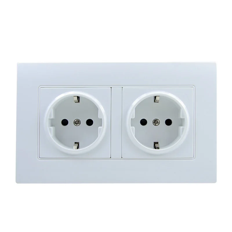 PC double standard power outlet socket panel with European standard 250V 16A style wall socket A8-066
PC double standard power outlet socket panel with European standard 250V 16A style wall socket A8-066