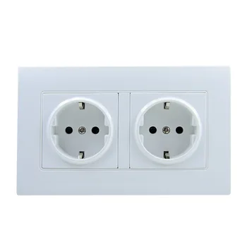 PC double standard power outlet socket panel with European standard 250V 16A style wall socket A8-066
PC double standard power outlet socket panel with European standard 250V 16A style wall socket A8-066