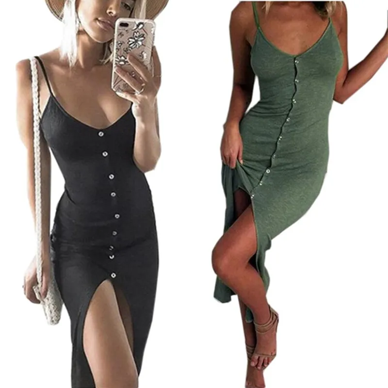 Sexy Style Summer Dress Fashion Solid Sling Button High quality Elegant Bodycon Office Dresses Package hip Robes 2018 Vestidos
Sexy Style Summer Dress Fashion Solid Sling Button High quality Elegant Bodycon Office Dresses Package hip Robes 2018 Vestidos