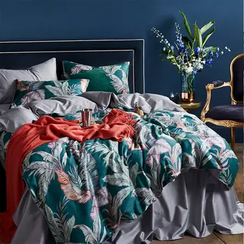 Queen size bedclothes home texitle Luxury Egyptian cotton Satin bedding set green gray leaf print pastoral bed linen spread
Queen size bedclothes home texitle Luxury Egyptian cotton Satin bedding set green gray leaf print pastoral bed linen spread