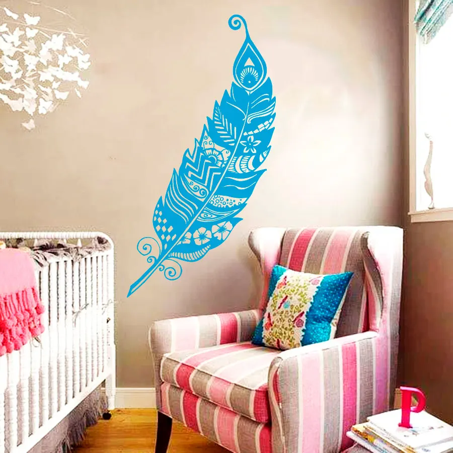 

Wall Decal Feather Peafowl Peacock Bird Pattern Nature Vinyl Sticker Home Decor Bedroom Living Room Art Wall Mural M-80