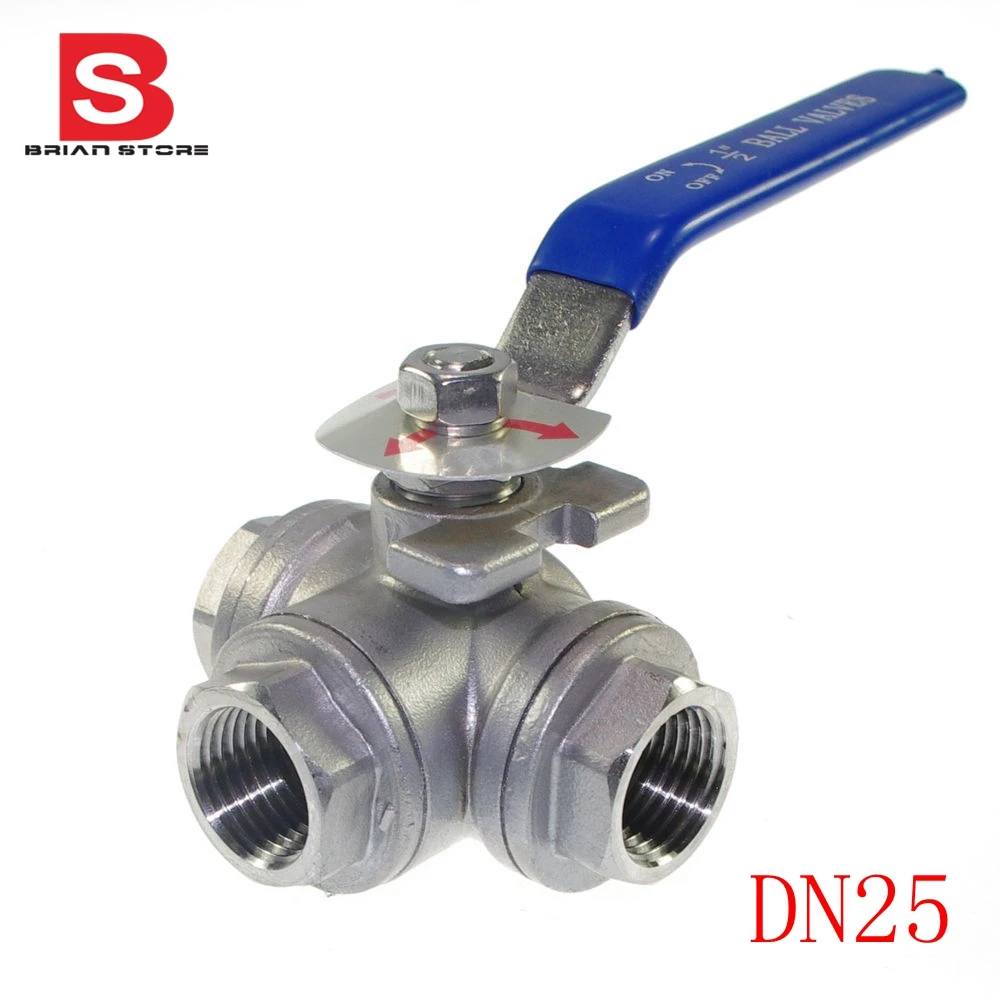 DN25 G1" Female 3-Way L-Port 304 Stainless Steel Ball Valve