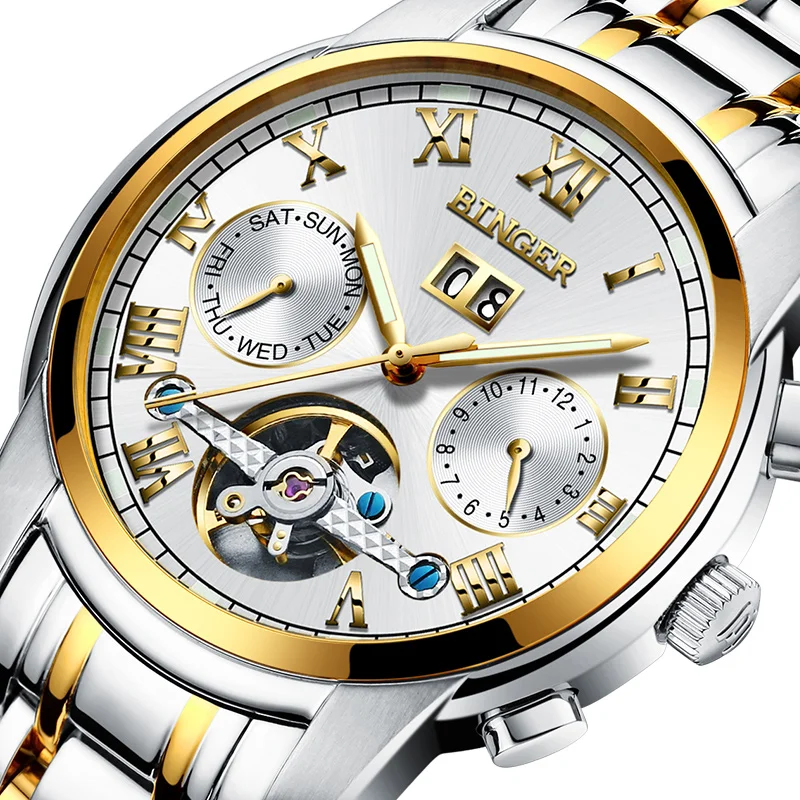 New Switzerland BINGER Luxury Brand Automatic Mechanical Men's Watches Skeleton Multi-function Sapphire Waterproof Clock B8601-8
New Switzerland BINGER Luxury Brand Automatic Mechanical Men's Watches Skeleton Multi-function Sapphire Waterproof Clock B8601-8