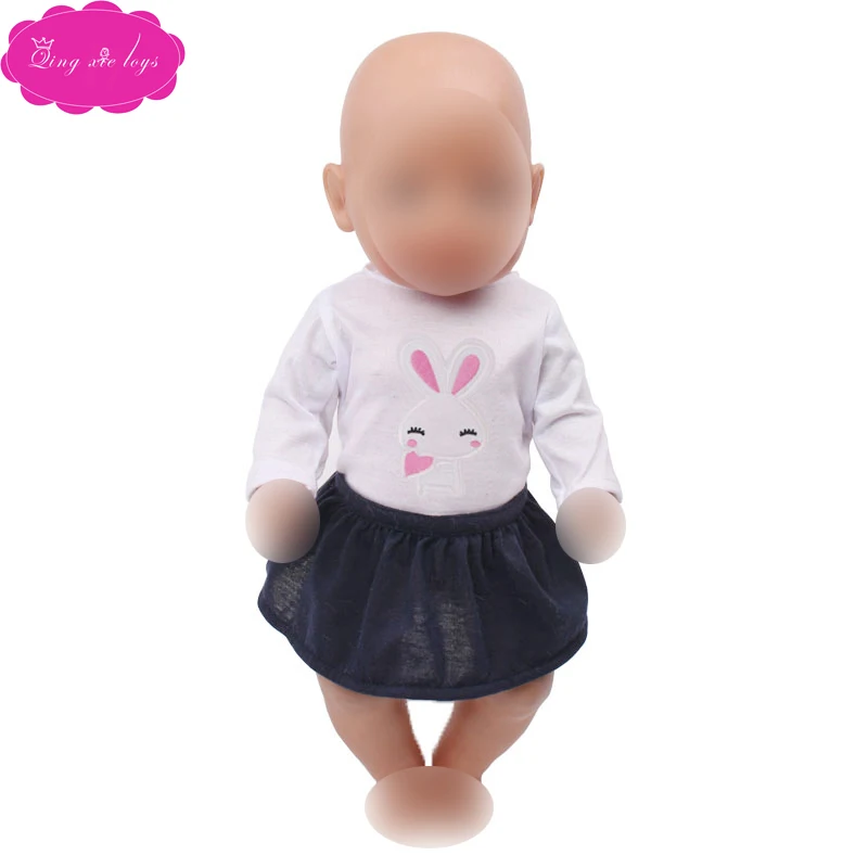 43 см детская Одежда для кукол Футболка с принтом кролика новорожденных девочек