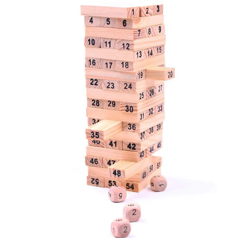 Mini Wooden Tower Wood Building Blocks Toy 54pcs Stacker Extract Building Educational Board Games Gift 4pcs Dice
Mini Wooden Tower Wood Building Blocks Toy 54pcs Stacker Extract Building Educational Board Games Gift 4pcs Dice