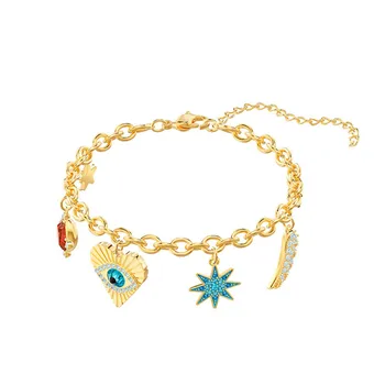 Charms Bracelet Lucky Element Swa 1:1 Blue Magic Eye Heart Shaped Jewellery Friendship Gold Colour For Women
Charms Bracelet Lucky Element Swa 1:1 Blue Magic Eye Heart Shaped Jewellery Friendship Gold Colour For Women