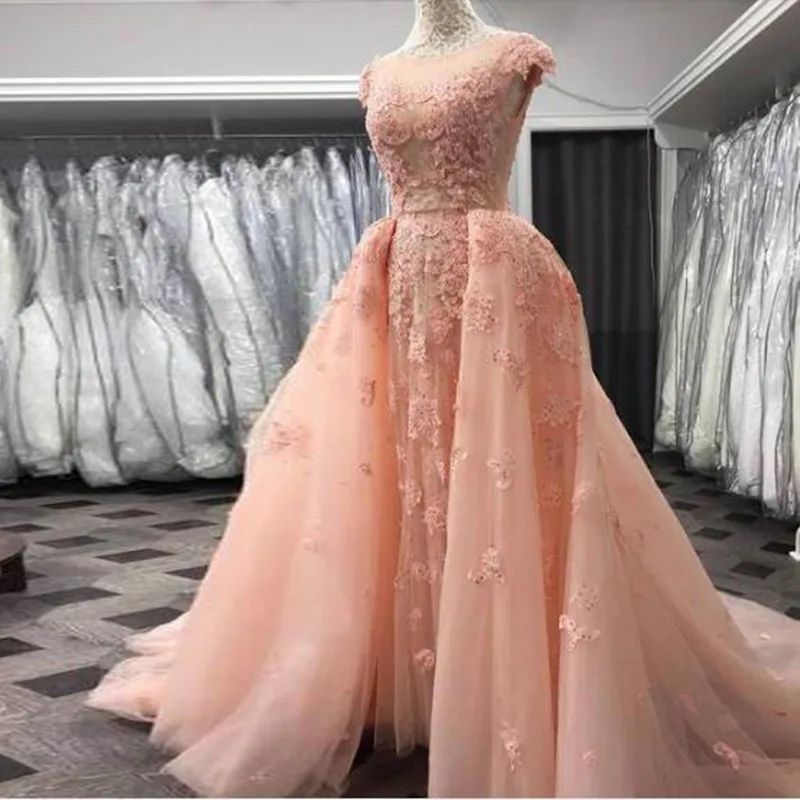 Fashion Mermaid Evening Gowns Elegant Round Neck Puffy Prom Gowns With Detachable Train Appliques Formal Dresses Vestido Longo
Fashion Mermaid Evening Gowns Elegant Round Neck Puffy Prom Gowns With Detachable Train Appliques Formal Dresses Vestido Longo