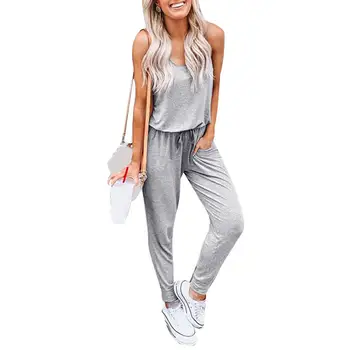 Solid Color Summer Casual Women Sleeveless Jumpsuit Drawstring Long Pants Romper hot
Solid Color Summer Casual Women Sleeveless Jumpsuit Drawstring Long Pants Romper hot