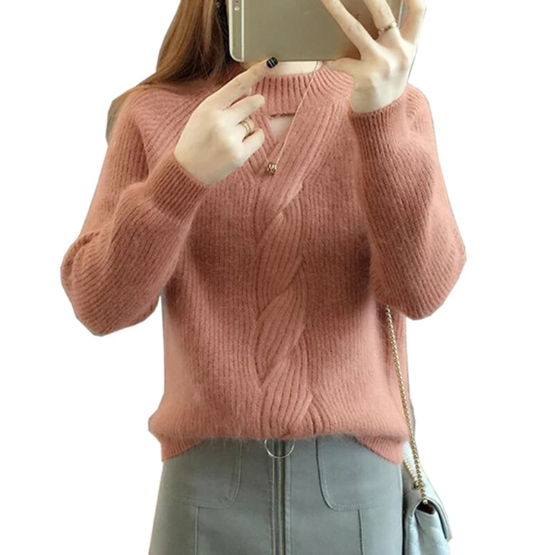 Women Pullover Turtleneck Knitted Shirt Long Sleeve Knitting Orange Sweater Thicken Warm Female Sweter 2018 Knitwear Tops | Женская
