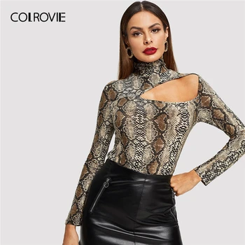 COLROVIE Cut Out Front Snake Skin Print Fitted Casual T-Shirt Women 2019 Spring Fashion Long Sleeve Korean Tops Office Lady Tees
COLROVIE Cut Out Front Snake Skin Print Fitted Casual T-Shirt Women 2019 Spring Fashion Long Sleeve Korean Tops Office Lady Tees