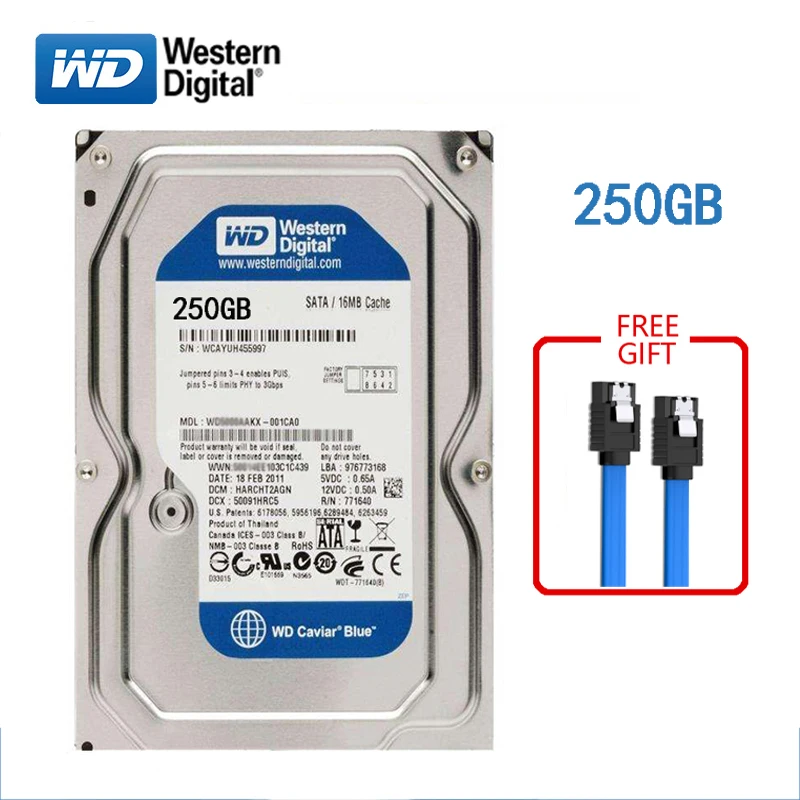 Бренд WD BLUE внутренний жесткий диск 250 ГБ 3 5 дюйма 7200 об/мин SATA3 HDD Гб-6 ГБ/сек. HD