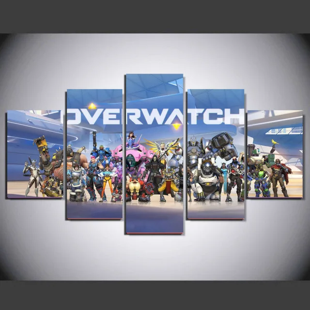 New 5 Pieces/sets Canvas Art Paintings Overwatch Game Characters HD Decorations For Home Wall Prints Canvas\A257 | Дом и сад