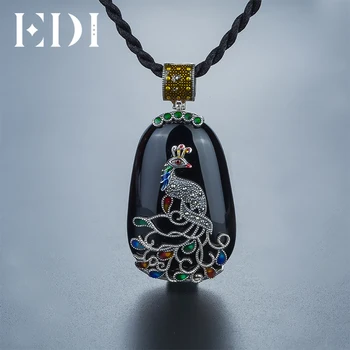 EDI Vintage Green/Black/Yellow Agate Gems Necklace Pendant For Women 925 Sterling Silver Cord Peacock Figure Cloisonne Jewelry
EDI Vintage Green/Black/Yellow Agate Gems Necklace Pendant For Women 925 Sterling Silver Cord Peacock Figure Cloisonne Jewelry