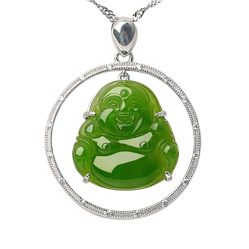 Vintage Certificate 925 silver Necklace Para Pendant Natural Green Jade Buddha Zircon Inlaid Craft For Woman Gift with Box
Vintage Certificate 925 silver Necklace Para Pendant Natural Green Jade Buddha Zircon Inlaid Craft For Woman Gift with Box