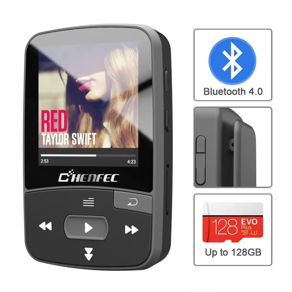 Original ChenFec MP3 Player Bluetooth with 8GB Memory and Pedo Meter World Clock FM Radio etc for Christmas Gift | Электроника