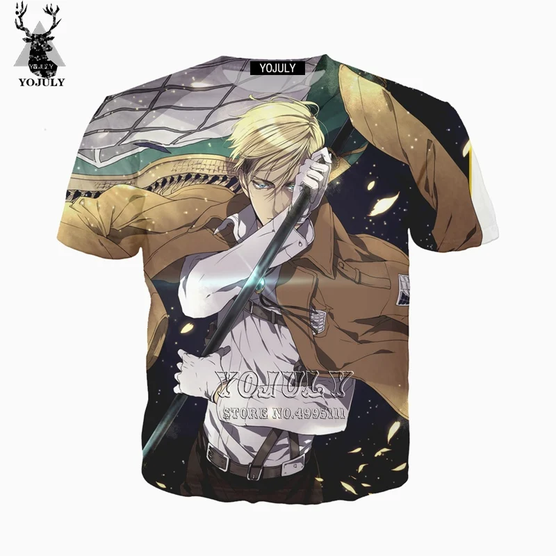 YOJULY 3D Print Anime Attack on Titan Erwin Smith Levi Men Women Casual O-neck Harajuku T-shirt Tshirt Casual Hip Hop Top A435
YOJULY 3D Print Anime Attack on Titan Erwin Smith Levi Men Women Casual O-neck Harajuku T-shirt Tshirt Casual Hip Hop Top A435