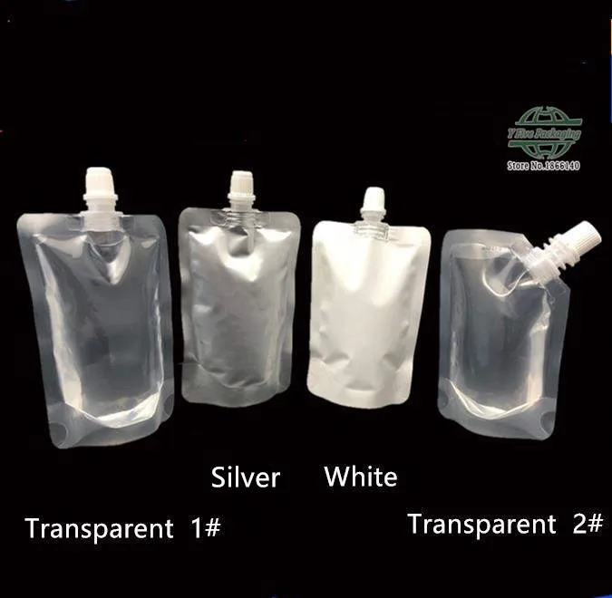 

100ml Stand Up Drinking Package Transparent Pout Bag White Doypack Spout Pouch Bags For Beverage Milk 200pcs/lot Free shipping