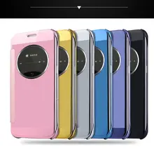 Luxury Plating Mirror Clock Clear View Slim Flip Hard Case Cover For SAMSUNG GALAXY S7