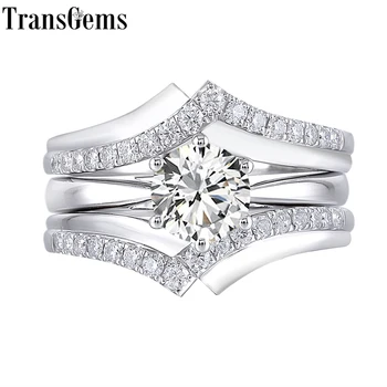 Transgems 10K White Gold Main 1ct 6.5mm F Color Moissantie Diamond Engagement Ring Set for Women Wedding Interlocking 2 Piece
Transgems 10K White Gold Main 1ct 6.5mm F Color Moissantie Diamond Engagement Ring Set for Women Wedding Interlocking 2 Piece