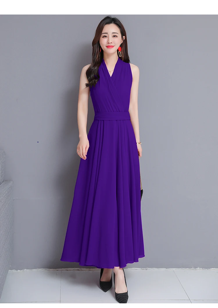 ummer Formal Dress Women Elegant Sleeveless V-neck Plus Size 2019 Women Dresses Evening Party Long Maxi Dress Chiffon Boho Robe6