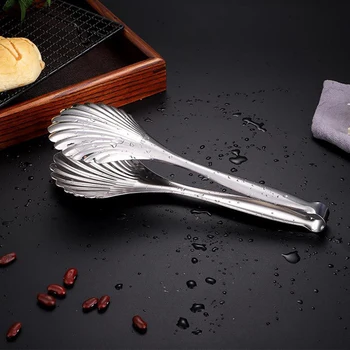 Stainless Steel Clamp Bread Clip Tongs Barbecue Tongs Multi-functional Roasting Clamp Non-stick Steak Clips Cooking Buffet 1pcs