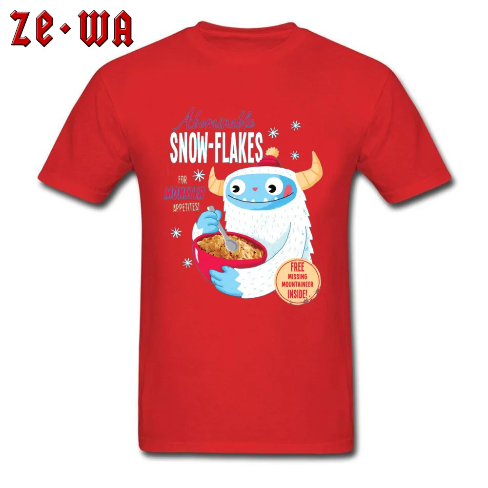Designer Men Top T-shirts O Neck Short Sleeve 100% Cotton Abominable Snow-Flakes -4453 T Shirt Europe Top T-shirts Abominable Snow-Flakes -4453 red
