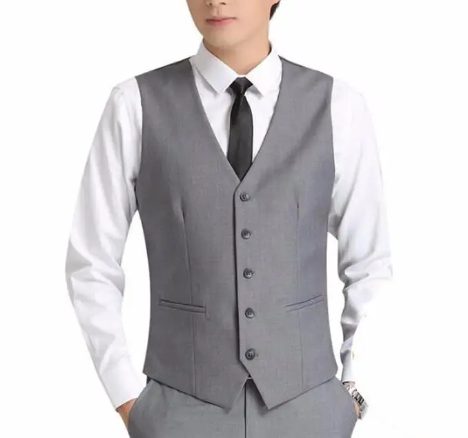 Light Grey Men Suit Vests Five Buttons Classic Dress Slim Fit Vests Male Sleeveless Brand Mens Formal Wedding Waistcoat VT1073 
Light Grey Men Suit Vests Five Buttons Classic Dress Slim Fit Vests Male Sleeveless Brand Mens Formal Wedding Waistcoat VT1073