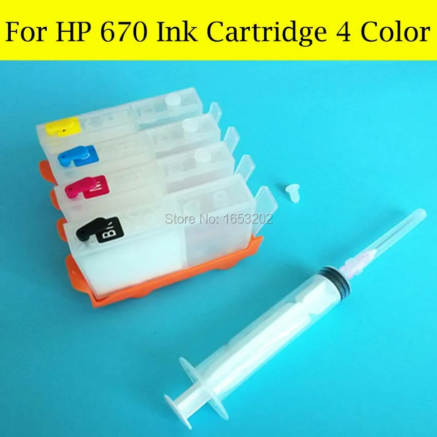 1 Set Refillable Ink Cartridge For HP 670 For HP 3525 5525 4615 4625 6525 Printer (CX275A CZ276A,CZ282A-CZ284A)
1 Set Refillable Ink Cartridge For HP 670 For HP 3525 5525 4615 4625 6525 Printer (CX275A CZ276A,CZ282A-CZ284A)