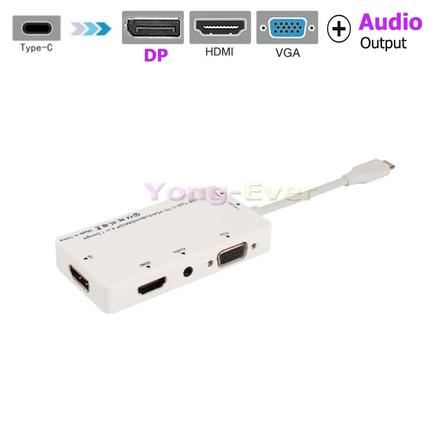 Адаптер 4 в 1 USB C 3 Type-C к HDMI VGA DP DisplayPort | Электроника