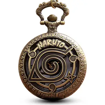 

Anime NARUTO Pocket Watch Chains Necklace Bronze Hollow Quartz Pocket Watches Steampunk for Women Men Gifts reloj de bolsillo