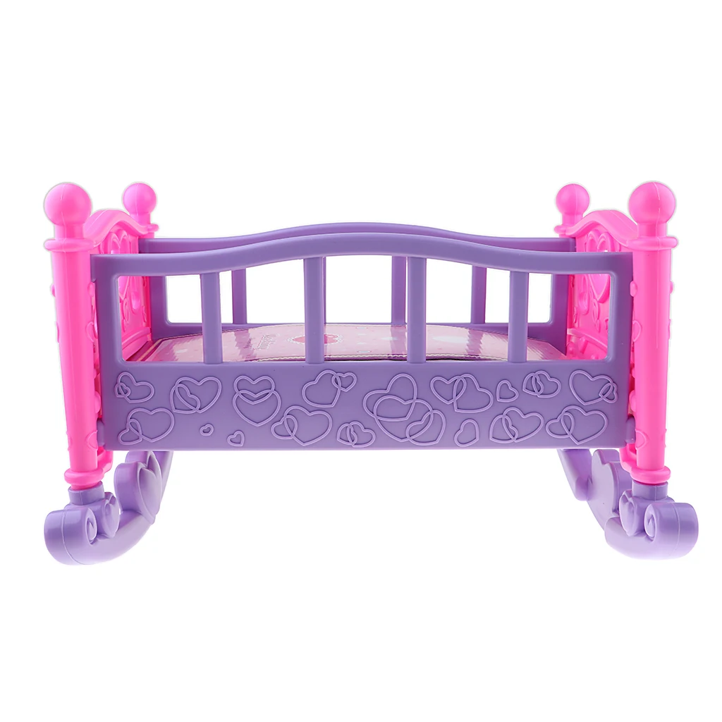 Colorful Girl Dolls Rocking Bed Bedroom Furniture Cradle Bed for Mellchan Dolls Decor
