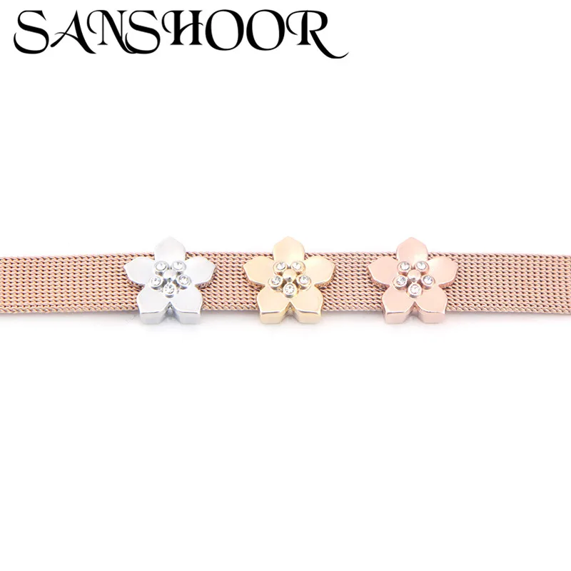 SANSHOOR Jewelry Lovely Plum Blossom Flowers Slide Charms Fit Women Mesh Bracelet For DIY Accessories Making
SANSHOOR Jewelry Lovely Plum Blossom Flowers Slide Charms Fit Women Mesh Bracelet For DIY Accessories Making