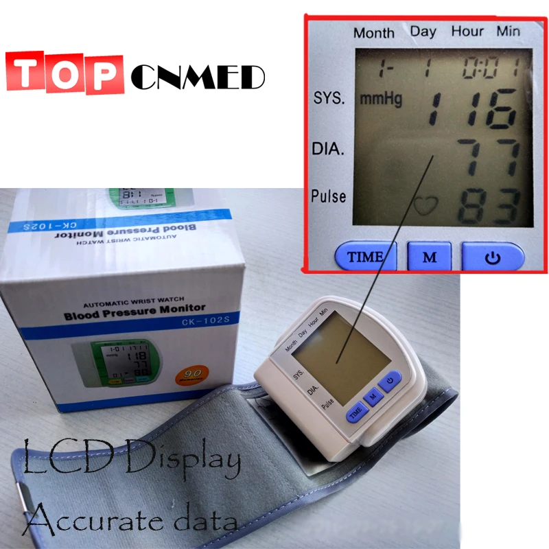 TOPCNMED Digital LCD Portable Wrist cuff Type Blood Pressure and Pulse Monitor Pulsometro Sphygmomanometer
TOPCNMED Digital LCD Portable Wrist cuff Type Blood Pressure and Pulse Monitor Pulsometro Sphygmomanometer