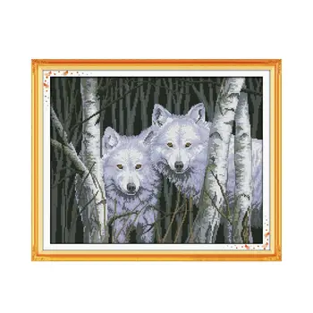 11CT 14CT printed cloth white wolf animal series cross stitch suit, forest handmade DIY diy embroidery crafts decoration 
11CT 14CT printed cloth white wolf animal series cross stitch suit, forest handmade DIY diy embroidery crafts decoration