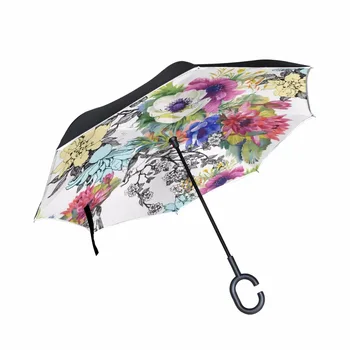 C-Hook Windproof Reverse Umbrella Flowers& Bird Double Layer Long Shank Inverted Creative Customized Rain Protection Travel Size
C-Hook Windproof Reverse Umbrella Flowers& Bird Double Layer Long Shank Inverted Creative Customized Rain Protection Travel Size