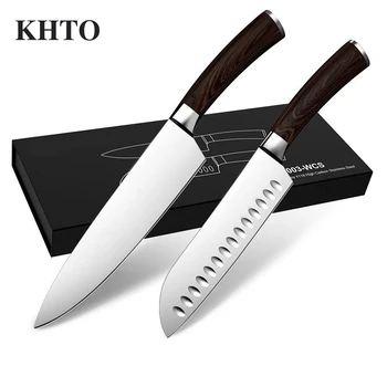 KHTO Kitchen Knife Set 8" Chef Knife & 7" Santoku Knife with Ergonomics Handle German High Carbon Stainless Steel
KHTO Kitchen Knife Set 8" Chef Knife & 7" Santoku Knife with Ergonomics Handle German High Carbon Stainless Steel
