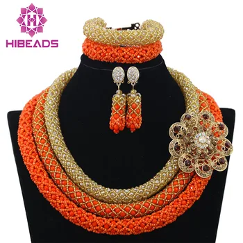 Delicate 3 Layers Gold Coral Nigerian Wedding African Beads Jewelry Set Dubai Coral Beads Bridal Christmas Jewelry Set WB840
Delicate 3 Layers Gold Coral Nigerian Wedding African Beads Jewelry Set Dubai Coral Beads Bridal Christmas Jewelry Set WB840