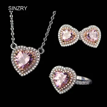 SINZRY 2018 Pink Hearts Sweety Necklace Earrings Ring Set Cubic zirconia love Fashion Jewelry Set for Women valentine gift
SINZRY 2018 Pink Hearts Sweety Necklace Earrings Ring Set Cubic zirconia love Fashion Jewelry Set for Women valentine gift