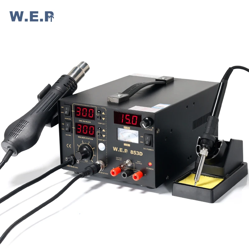 WEP 853D Soldering Station Soldering Iron Rework Station With DC Power Supply 3 in 1 Welding Equipment
WEP 853D Soldering Station Soldering Iron Rework Station With DC Power Supply 3 in 1 Welding Equipment