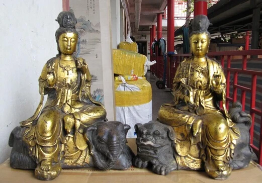 xiuli 002511 Tibet Bronze Gild Manjusri Samantabhadra Guan Yin Kwan-yin Buddha Statue Pair
xiuli 002511 Tibet Bronze Gild Manjusri Samantabhadra Guan Yin Kwan-yin Buddha Statue Pair