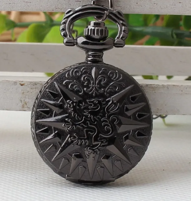 Retro Black Game of Thrones House Lannister Lion Quartz Antique Pocket Watch Vintage Chain Clock Necklace Men Women Gift
Retro Black Game of Thrones House Lannister Lion Quartz Antique Pocket Watch Vintage Chain Clock Necklace Men Women Gift