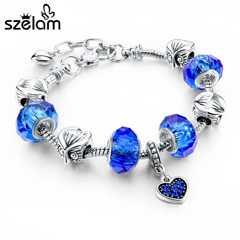 SZELAM 2019 Bule Heart Charm Bracelets Bangles Silver Snake Chain Bracelets for Women Cystal Jewelry Bracelet Pulseira SBR150044
SZELAM 2019 Bule Heart Charm Bracelets Bangles Silver Snake Chain Bracelets for Women Cystal Jewelry Bracelet Pulseira SBR150044