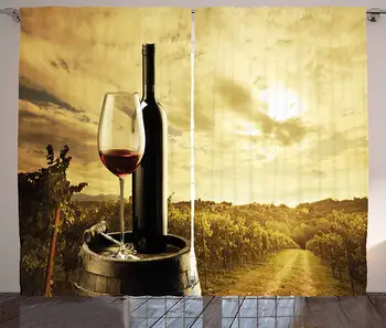 Wine Curtains Red Wine Bottle and Glass on Wooden Barrel Dramatic Sky Agriculture Living Room Bedroom Window Decor Panel Set
Wine Curtains Red Wine Bottle and Glass on Wooden Barrel Dramatic Sky Agriculture Living Room Bedroom Window Decor Panel Set