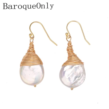 hand made 925 sterling silver 14K gold wire drop pearl earrings fashionable baroque pearl earring female gift jewelry EAV
hand made 925 sterling silver 14K gold wire drop pearl earrings fashionable baroque pearl earring female gift jewelry EAV