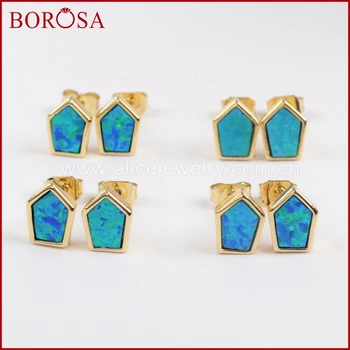 BOROSA 5Pairs Stylish Gold Color Bezel Shield Blue Opal Stud Earrings Japanese Opal Earring for Women Druzy Jewelry ZG0228
BOROSA 5Pairs Stylish Gold Color Bezel Shield Blue Opal Stud Earrings Japanese Opal Earring for Women Druzy Jewelry ZG0228
