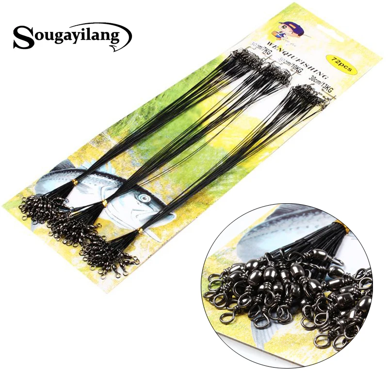 Image 60PCS 30cm  13kg Fishing Lure Trace Wire Leader Swivel Tackle Spinner Shark Spinning AAA Fishing Tackle Fishing Steel Wire