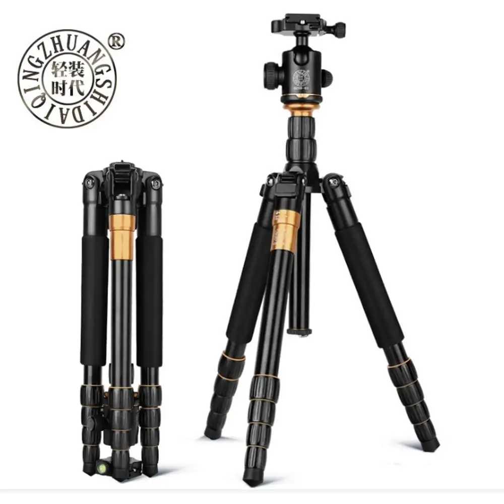 

QZSD Q666 Professional Magnesium Aluminium Alloy Tripod Monopod For Travel DSLR Camera Light Compact Portable Stand