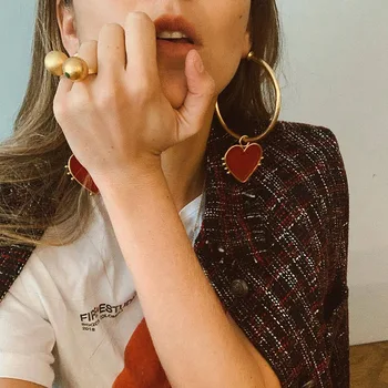 AENSOA Fashion 2019 Red Heart Pendant Big Hoop Earrings For Women Cross Heart Gold Color Large Circle Statement Earrings Brincos
AENSOA Fashion 2019 Red Heart Pendant Big Hoop Earrings For Women Cross Heart Gold Color Large Circle Statement Earrings Brincos