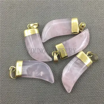 MY0180 Horn Tusk Pendant Charm with Pure Gold Color Cap and Bail,Pink Crystal Quartz Pendant for Necklace
MY0180 Horn Tusk Pendant Charm with Pure Gold Color Cap and Bail,Pink Crystal Quartz Pendant for Necklace